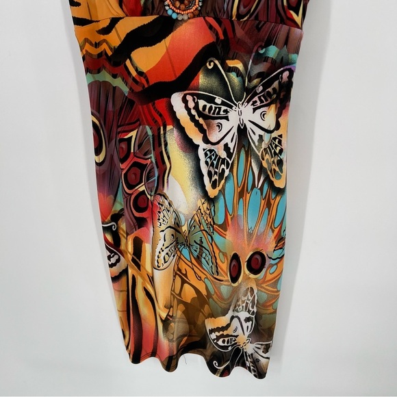 Frank Lyman Design Butterfly and Peacock Feather‎ Print Summer Dress US6 y2k - Picture 3 of 14